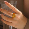 Wholesale Ladies Stainless Steel Geometric Irregular Shaped Ring With Bright Polished And Electroplating Treatment