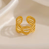Wholesale Ladies Stainless Steel Geometric Line Opening Adjustment Ring With Electroplating Ins Style Joker Personality