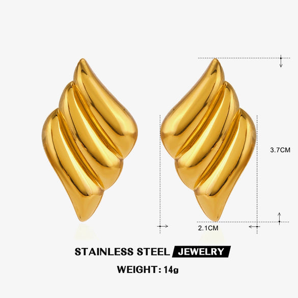 Wholesale Ladies Stainless Steel Geometric Love Wings Gold Plated Earrings