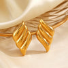 Wholesale Ladies Stainless Steel Geometric Love Wings Gold Plated Earrings