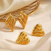 Wholesale Ladies Stainless Steel Geometric Love Wings Gold Plated Earrings