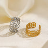 Wholesale Ladies Stainless Steel Geometric Open Adjustable Electroplated Ring