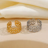 Wholesale Ladies Stainless Steel Geometric Open Adjustable Electroplated Ring