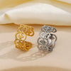 Wholesale Ladies Stainless Steel Geometric Open Adjustable Electroplated Ring