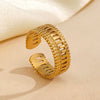 Wholesale Ladies Stainless Steel Geometric Open Adjustable Hip Hop Ring With Electroplating