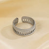 Wholesale Ladies Stainless Steel Geometric Open Adjustable Hip Hop Ring With Electroplating