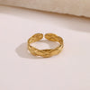 Wholesale Ladies Stainless Steel Geometric Open Adjustable Real Gold Plated Ring