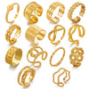 Wholesale Ladies Stainless Steel Geometric Open Wide Face 18K Gold Plated Ring