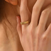 Wholesale Ladies Stainless Steel Geometric Opening Adjustable Ring 18K Gold Plated