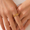 Wholesale Ladies Stainless Steel Geometric Opening Adjustable Ring With Electroplating