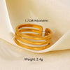 Wholesale Ladies Stainless Steel Geometric Opening Adjustable Ring With Real Gold Plating