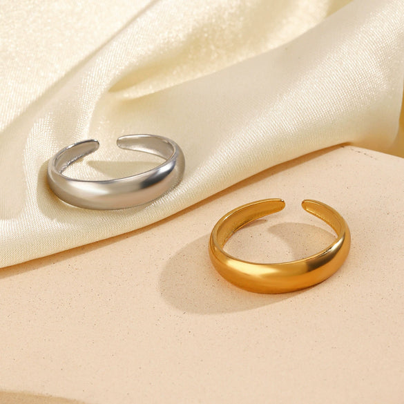 Wholesale Ladies Stainless Steel Geometric Opening Ring With Electroplating Treatment