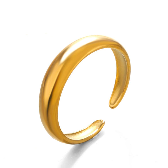 Wholesale Ladies Stainless Steel Geometric Opening Ring With Electroplating Treatment