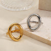 Wholesale Ladies Stainless Steel Geometric Oval 18K Goldplated Cut Out Ring