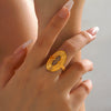 Wholesale Ladies Stainless Steel Geometric Oval Ring 18K Gold Plated