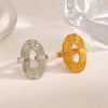 Wholesale Ladies Stainless Steel Geometric Oval Ring 18K Gold Plated