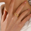 Wholesale Ladies Stainless Steel Geometric Pattern Goldplated Opening Adjustable Hiphop Ring