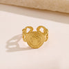 Wholesale Ladies Stainless Steel Geometric Retro Popular Open Ring With Real Gold Plating