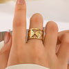 Wholesale Ladies Stainless Steel Geometric Rhombus Open Ring Gold Plated