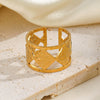 Wholesale Ladies Stainless Steel Geometric Rhombus Open Ring Gold Plated
