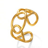 Wholesale Ladies Stainless Steel Geometric Ring With Cross Chain And 18K Gold Plated Electroplating