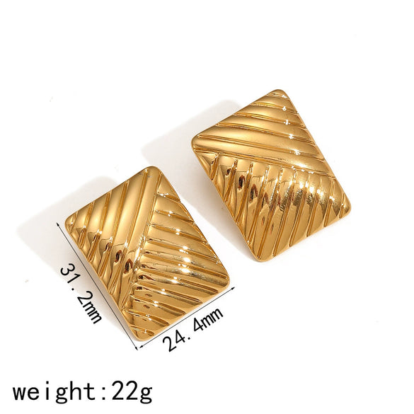 Wholesale Ladies Stainless Steel Geometric Square Electroplated Retro Earrings