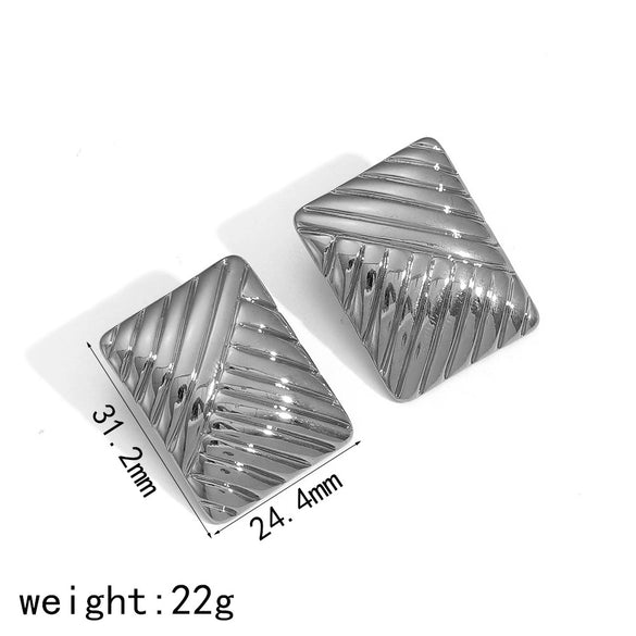 Wholesale Ladies Stainless Steel Geometric Square Electroplated Retro Earrings
