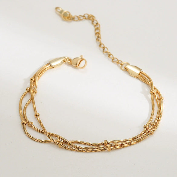 Wholesale Ladies Stainless Steel Geometric Style Gold Bead Bracelet Jewelry With Electroplating