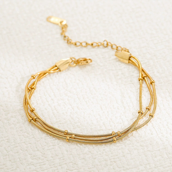 Wholesale Ladies Stainless Steel Geometric Style Gold Bead Bracelet Jewelry With Electroplating
