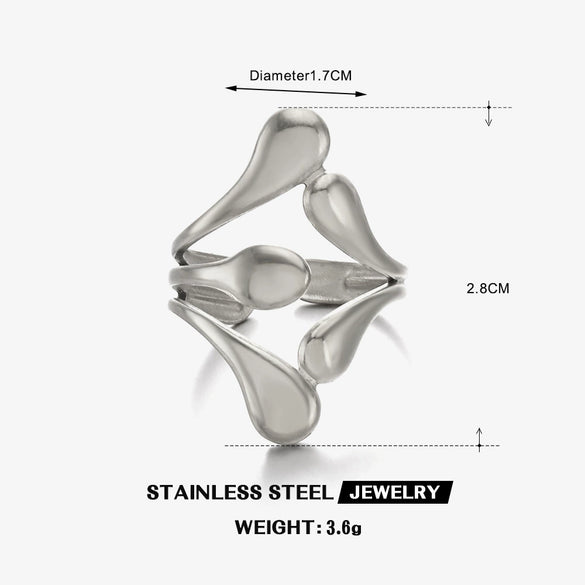 Wholesale Ladies Stainless Steel Geometric Style Gold Plated Opening Ring