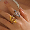 Wholesale Ladies Stainless Steel Geometric Style Gold Plated Opening Ring