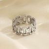 Wholesale Ladies Stainless Steel Geometric Style Ring With 18K Gold Plated Electroplating Treatment