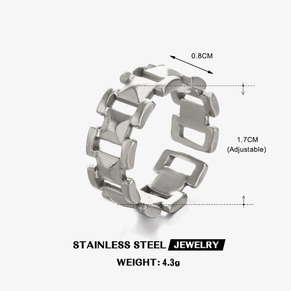 Wholesale Ladies Stainless Steel Geometric Style Ring With 18K Gold Plated Electroplating Treatment
