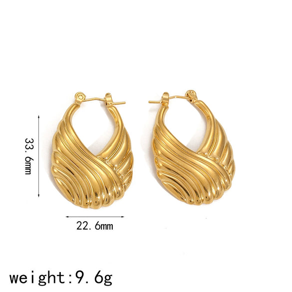 Wholesale Ladies Stainless Steel Geometric Threaded Electroplated Gold And Silver Double Color Niche Design Earrings