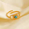 Wholesale Ladies Stainless Steel Geometric Turquoise Open Ring With Electroplating