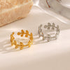 Wholesale Ladies Stainless Steel Gold Plated Geometric Leaf Opening Ring