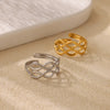 Wholesale Ladies Stainless Steel Gold Plated Geometric Multilayer Opening Cross Ring