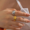 Wholesale Ladies Stainless Steel Gold Plated Star Shaped Retro Niche Design Ring