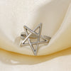 Wholesale Ladies Stainless Steel Goldplated Fivepointed Star Hollow Open Adjustable Ring