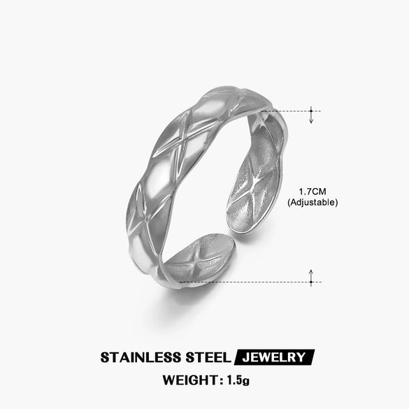 Wholesale Ladies Stainless Steel Goldplated Geometric Open Adjustable Ring