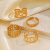 Wholesale Ladies Stainless Steel Goldplated Geometric Open Adjustable Ring