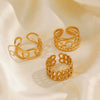 Wholesale Ladies Stainless Steel Goldplated Geometric Open Adjustable Ring