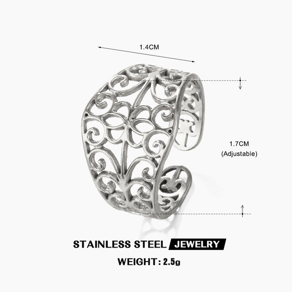Wholesale Ladies Stainless Steel Goldplated Pattern Ring