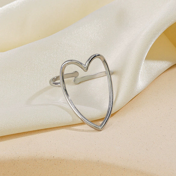 Wholesale Ladies Stainless Steel Heart Shape Open Adjustable Love Ring With Electroplating Retro And Popular Style