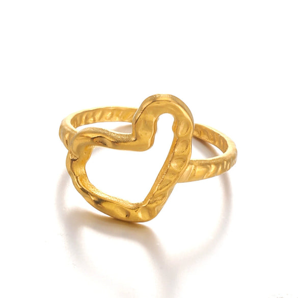 Wholesale Ladies Stainless Steel Heart Shaped Electroplated Love Ring