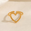 Wholesale Ladies Stainless Steel Heart Shaped Hollow Love Ring With Gold Plated Electroplating And Opening Adjustable Design