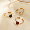Wholesale Ladies Stainless Steel Heart Shaped Love Drop Oil Opening Ring With Electroplating For Hip Hop Style