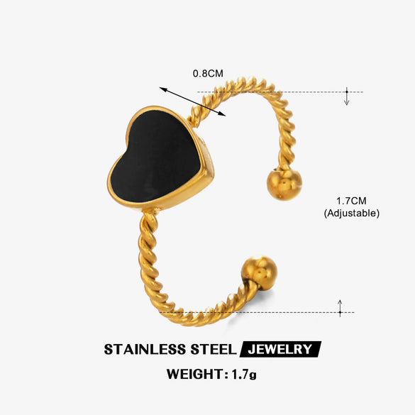 Wholesale Ladies Stainless Steel Heart Shaped Love Drop Oil Opening Ring With Electroplating For Hip Hop Style