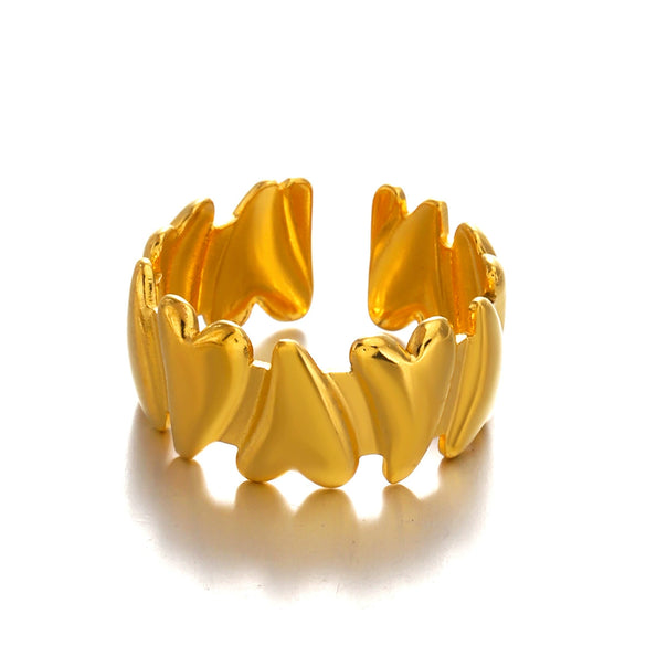 Wholesale Ladies Stainless Steel Heart Shaped Love Ring With Electroplating And Geometric Wave Pattern