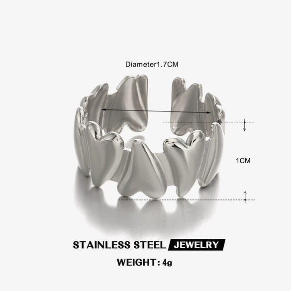 Wholesale Ladies Stainless Steel Heart Shaped Love Ring With Electroplating And Geometric Wave Pattern